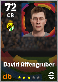 David Affengruber — CB, OVR 72, MAX 72