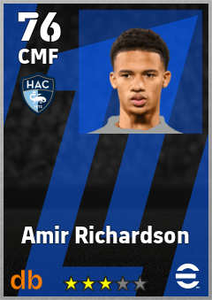 Amir Richardson — CMF, OVR 76, MAX 76