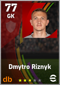 Dmytro Riznyk — GK, OVR 77, MAX 77