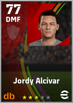 Jordy Alcívar — DMF, OVR 77, MAX 77