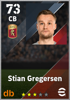 Stian Gregersen — CB, OVR 73, MAX 73