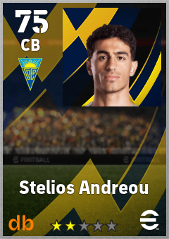 Stelios Andreou — CB, OVR 75, MAX 75