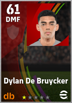 Dylan De Bruycker — DMF, OVR 61, MAX 61