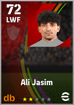 Ali Jasim — LWF, OVR 72, MAX 72