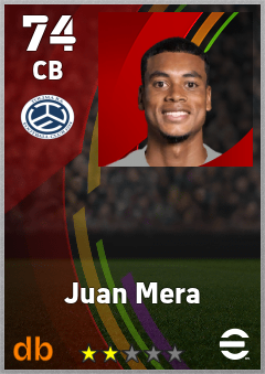 Juan Mera — CB, OVR 74, MAX 74