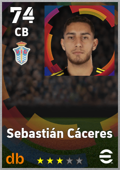 Sebastián Cáceres — CB, OVR 74, MAX 74