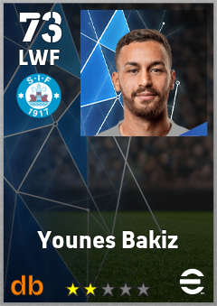 Younes Bakiz — LWF, OVR 73, MAX 73