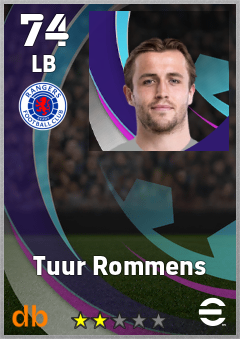 Tuur Rommens — LB, OVR 74, MAX 74