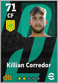 Killian Corredor — CF, OVR 71, MAX 71