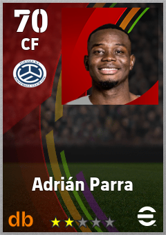 Adrián Parra — CF, OVR 70, MAX 70