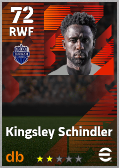 Kingsley Schindler — RWF, OVR 72, MAX 72