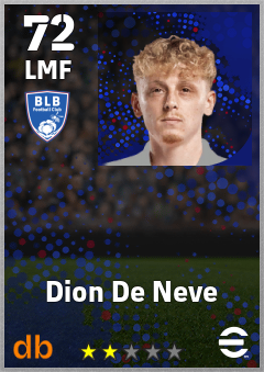 Dion De Neve — LMF, OVR 72, MAX 72