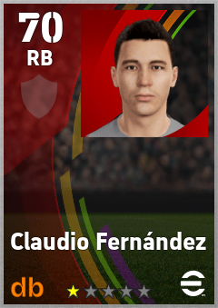 Claudio Fernández — RB, OVR 70, MAX 70