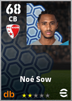 Noé Sow — CB, OVR 68, MAX 68