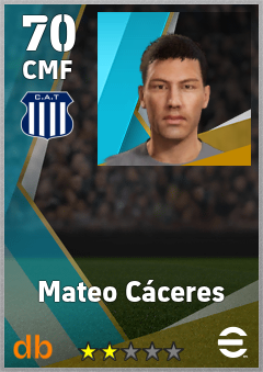 Mateo Cáceres — CMF, OVR 70, MAX 70