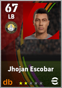 Jhojan Escobar — LB, OVR 67, MAX 67