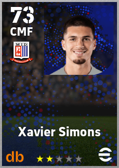 Xavier Simons — CMF, OVR 73, MAX 73