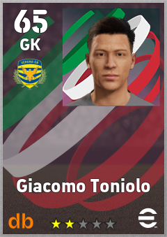 Giacomo Toniolo — GK, OVR 65, MAX 65