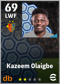 Kazeem Olaigbe — LWF, OVR 69, MAX 69
