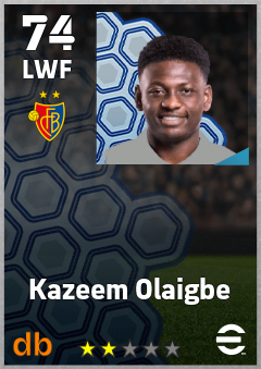 Kazeem Olaigbe — LWF, OVR 74, MAX 74