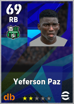 Yeferson Paz — RB, OVR 69, MAX 69