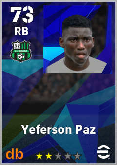 Yeferson Paz — RB, OVR 73, MAX 73