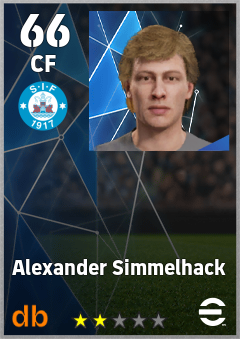 Alexander Simmelhack — CF, OVR 66, MAX 66