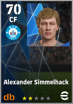 Alexander Simmelhack — CF, OVR 70, MAX 70