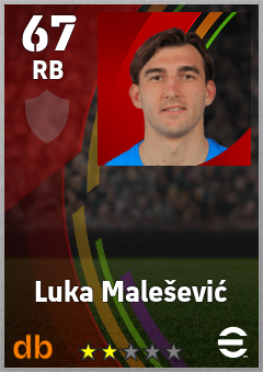 Luka Malešević — RB, OVR 67, MAX 67
