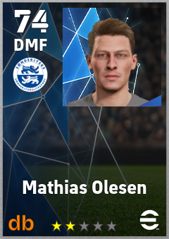 Mathias Olesen — DMF, OVR 74, MAX 74