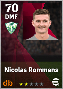 Nicolas Rommens — DMF, OVR 70, MAX 70