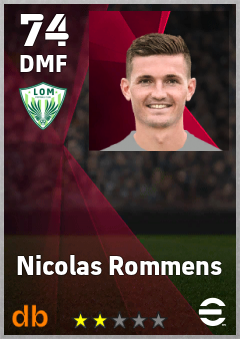 Nicolas Rommens — DMF, OVR 74, MAX 74