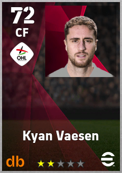 Kyan Vaesen — CF, OVR 72, MAX 72