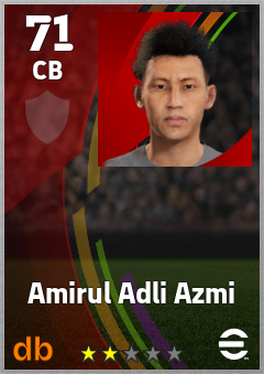Amirul Adli Azmi — CB, OVR 71, MAX 71