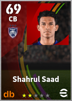 Shahrul Saad — CB, OVR 69, MAX 69