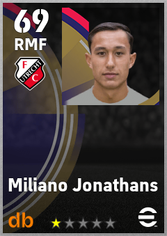 Miliano Jonathans — RMF, OVR 69, MAX 69