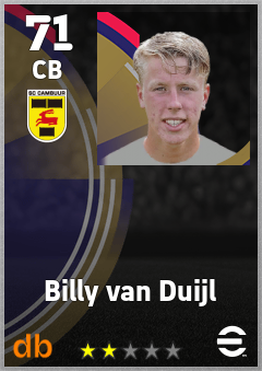 Billy van Duijl — CB, OVR 71, MAX 71