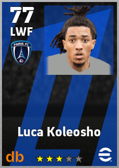 Luca Koleosho — LWF, OVR 77, MAX 77
