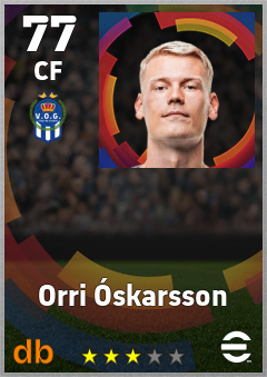 Orri Óskarsson — CF, OVR 77, MAX 77