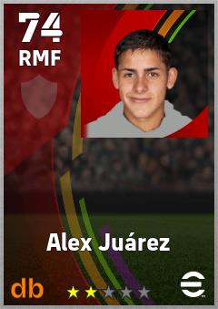 Alex Juárez — RMF, OVR 74, MAX 74