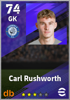Carl Rushworth — GK, OVR 74, MAX 74