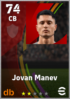 Jovan Manev — CB, OVR 74, MAX 74