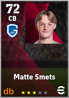 Matte Smets — CB, OVR 72, MAX 72