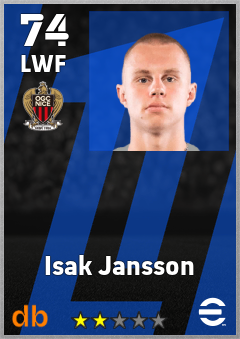Isak Jansson — LWF, OVR 74, MAX 74