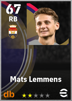 Mats Lemmens — RB, OVR 67, MAX 67