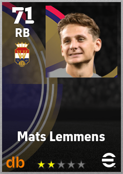 Mats Lemmens — RB, OVR 71, MAX 71