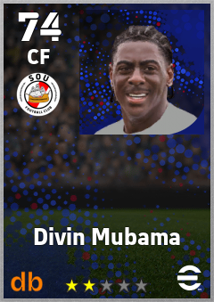 Divin Mubama — CF, OVR 74, MAX 74