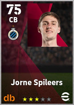 Jorne Spileers — CB, OVR 75, MAX 75
