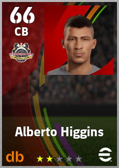 Alberto Higgins — CB, OVR 66, MAX 66