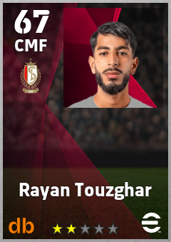 Rayan Touzghar — CMF, OVR 67, MAX 67